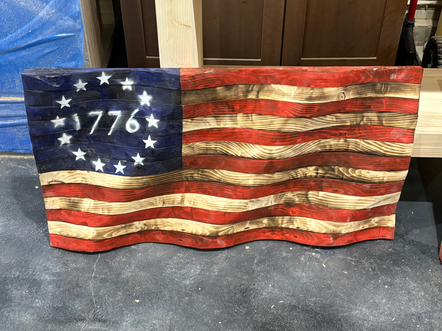 Wooden Flag with Waving Effect