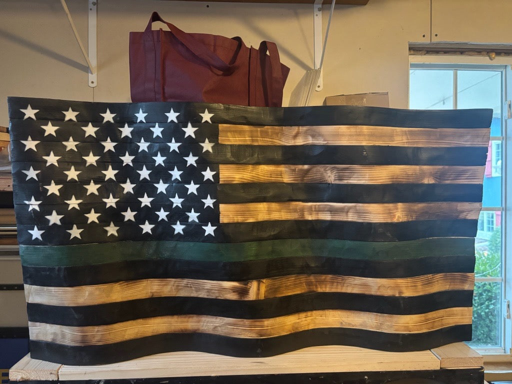 Wooden Flag with Waving Effect